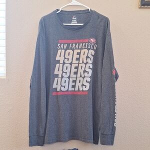 Majestic NFL SF 49ers Gray Heather Long Sleeve Shirt, Size: Tall 2XL